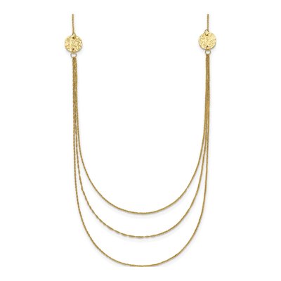 14K Yellow Gold 3-Layer Ropa Bib Necklace