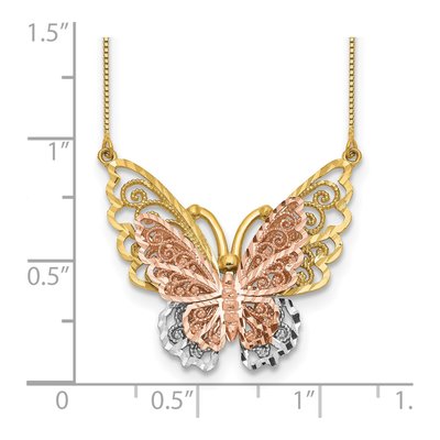 14K Two-Tone Gold Filigree Butterfly Necklace – view 4