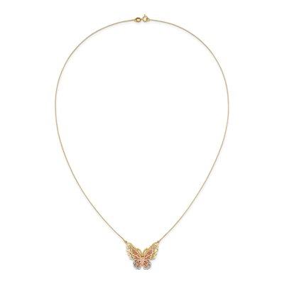 14K Two-Tone Gold Filigree Butterfly Necklace – view 5
