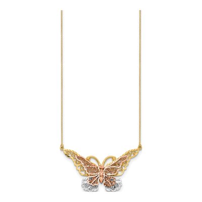 14K Two-Tone Gold Filigree Butterfly Necklace – view 3