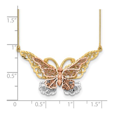 14K Two-Tone Gold Filigree Butterfly Necklace – view 4