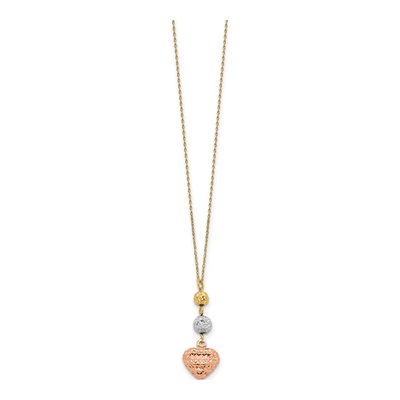 14K Tri-Color Gold Puffed Heart Necklace – view 3