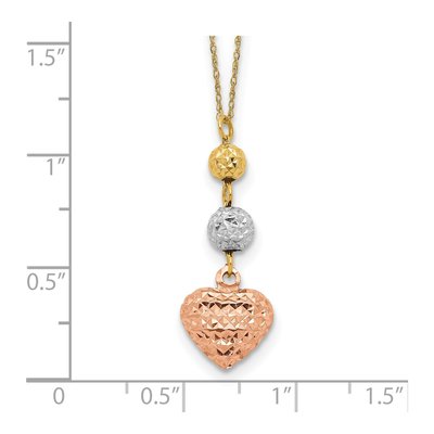 14K Tri-Color Gold Puffed Heart Necklace – view 4