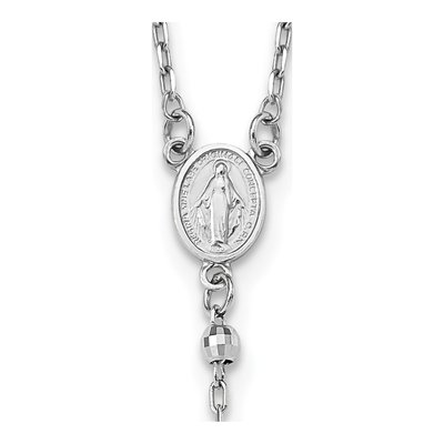 14K White Gold Rosary Necklace – view 4