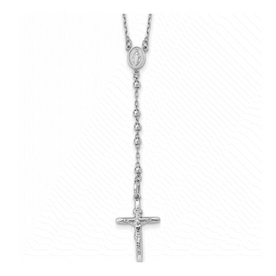 14K White Gold Rosary Necklace