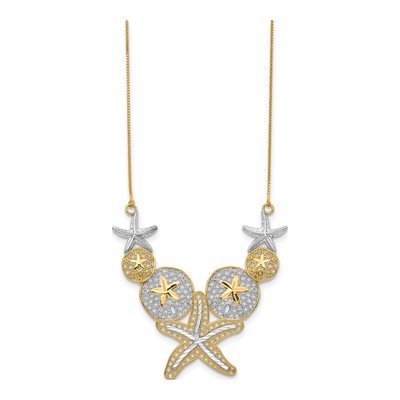 14K Yellow Gold Starfish Sand Dollar Necklace – view 3
