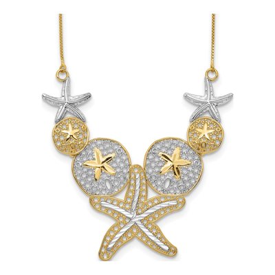 14K Yellow Gold Starfish Sand Dollar Necklace
