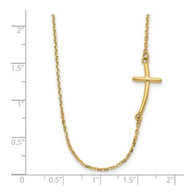 14K Yellow Gold Sideways Cross Pendant Necklace – view 4