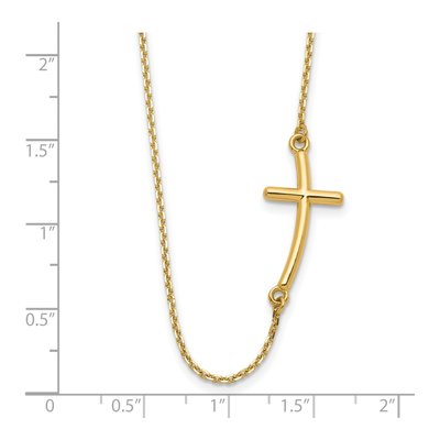 14K Yellow Gold Sideways Cross Pendant Necklace – view 4