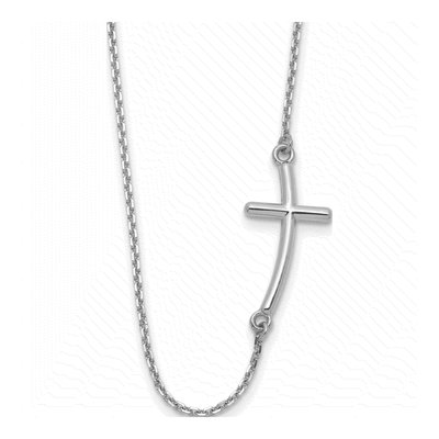 14K White Gold Sideways Cross Pendant Necklace
