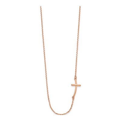 14K Rose Gold Sideways Cross Pendant Necklace – view 3