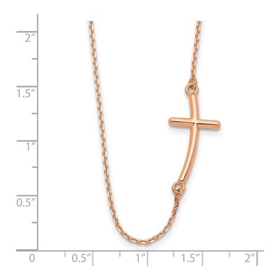 14K Rose Gold Sideways Curved Cross Pendant Necklace – view 4