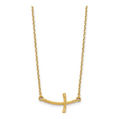 14K Yellow Gold Sideways Cross Pendant Necklace – view 3