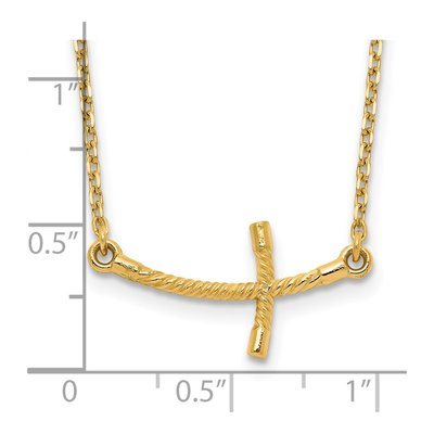 14K Yellow Gold Sideways Cross Pendant Necklace – view 4