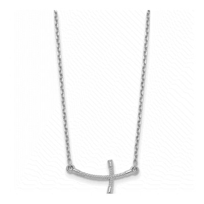 14K White Gold Sideways Cross Pendant Necklace – view 3