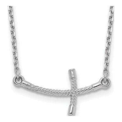 14K White Gold Sideways Cross Pendant Necklace