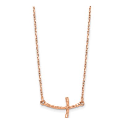 14K Rose Gold Sideways Twist Cross Pendant Necklace – view 2