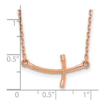 14K Rose Gold Sideways Twist Cross Pendant Necklace – view 3