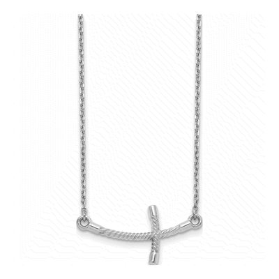 14K White Gold Sideways Cross Pendant Necklace – view 3