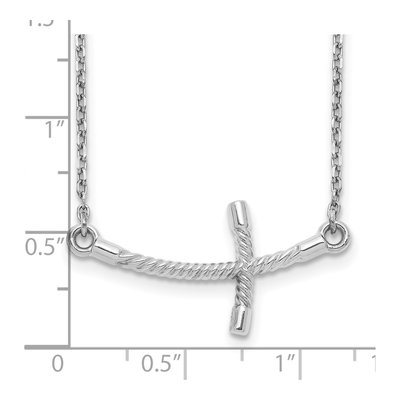 14K White Gold Sideways Cross Pendant Necklace – view 4