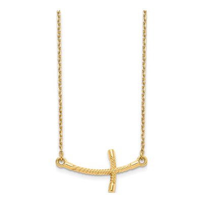 14K Yellow Gold Sideways Twist Cross Pendant Necklace – view 3