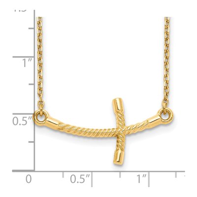 14K Yellow Gold Sideways Twist Cross Pendant Necklace – view 4