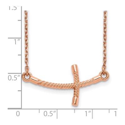 14K Rose Gold Sideways Curved Cross Pendant Necklace – view 4