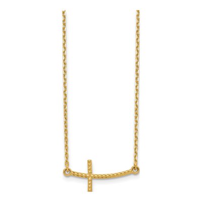 14K Yellow Gold Sideways Cross Pendant Necklace – view 3