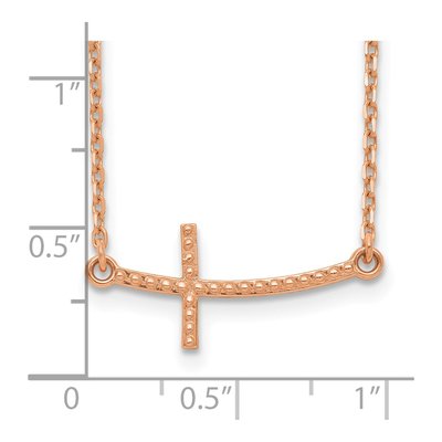 14K Rose Gold Sideways Curved Cross Pendant Necklace – view 4