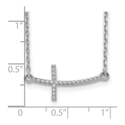 14K White Gold Textured Sideways Cross Pendant Necklace – view 4