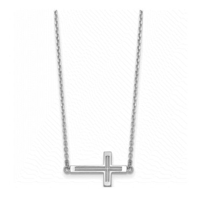 14K White Gold Sideways Cross Pendant Necklace – view 3