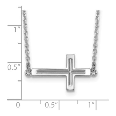 14K White Gold Sideways Cross Pendant Necklace – view 4