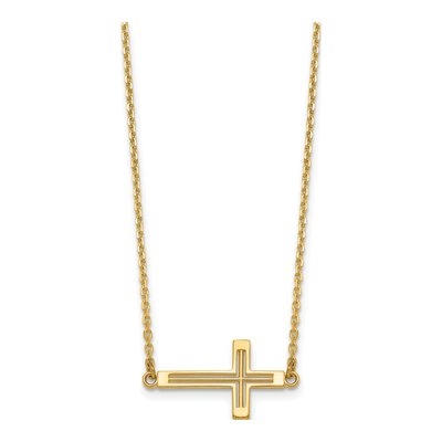 14K Yellow Gold Sideways Cross Pendant Necklace – view 3