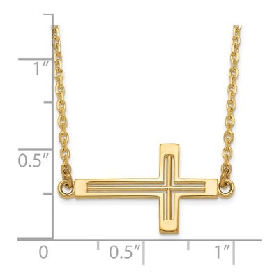 14K Yellow Gold Sideways Cross Pendant Necklace – view 4
