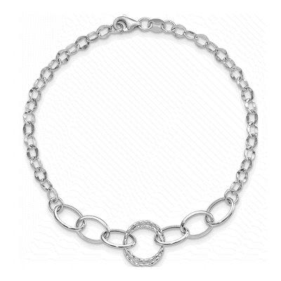 14K White Gold 5mm Hollow Fancy Link Chain Bracelet – view 5