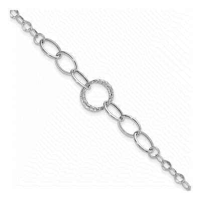 14K White Gold 5mm Hollow Fancy Link Chain Bracelet