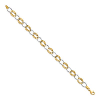 14K Two-Tone Gold 8mm Hollow Curb Open Link Chain Bracelet – view 3