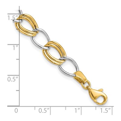 14K Two-Tone Gold 8mm Hollow Curb Open Link Chain Bracelet – view 4