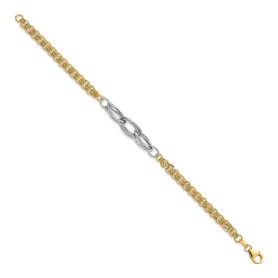 14K Two-Tone Gold Diamond-Cut Fancy Link Bracelet – view 3