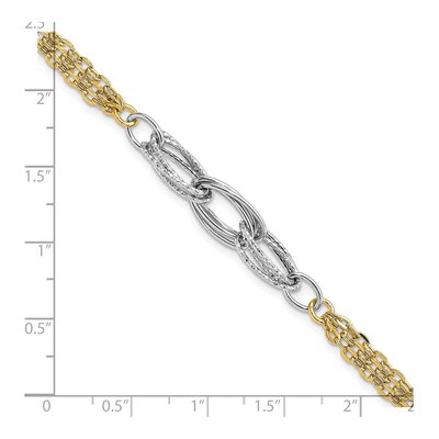 14K Two-Tone Gold Diamond-Cut Fancy Link Bracelet – view 4