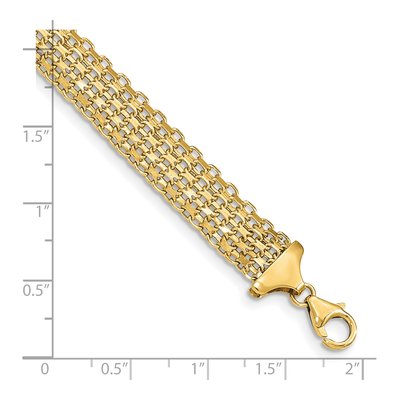 14K Yellow Gold 10mm Hollow Fancy Bismark Link Chain Bracelet – view 3