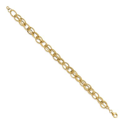 14K Yellow Gold 10mm Handmade Hollow Fancy Link Chain Bracelet – view 2