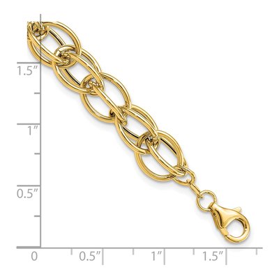 14K Yellow Gold 10mm Handmade Hollow Fancy Link Chain Bracelet – view 3