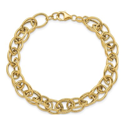 14K Yellow Gold 10mm Handmade Hollow Fancy Link Chain Bracelet – view 4