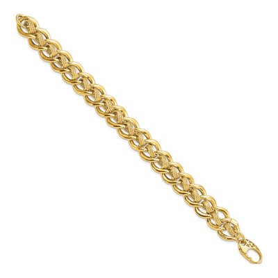 14K Yellow Gold 15mm Handmade Hollow Fancy Link Chain Bracelet – view 3