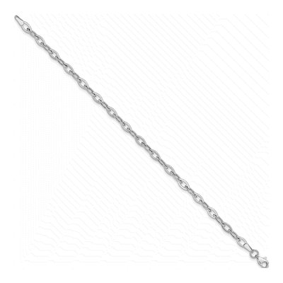 14K White Gold 4mm Hollow Oval Fancy Link Chain Bracelet – view 3