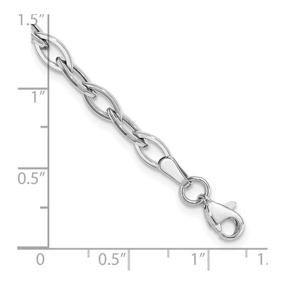 14K White Gold 4mm Hollow Oval Fancy Link Chain Bracelet – view 4
