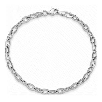 14K White Gold 4mm Hollow Oval Fancy Link Chain Bracelet – view 5