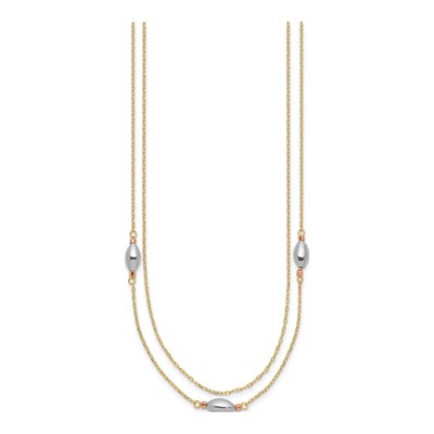 14K Tri-Color Gold 2-Strand Puff Necklace – view 3