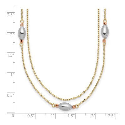 14K Tri-Color Gold 2-Strand Puff Necklace – view 4